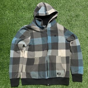 Zoo York Hoodie Men’s Small Checked Full Zip Sherpa Lined Skate Streetwear